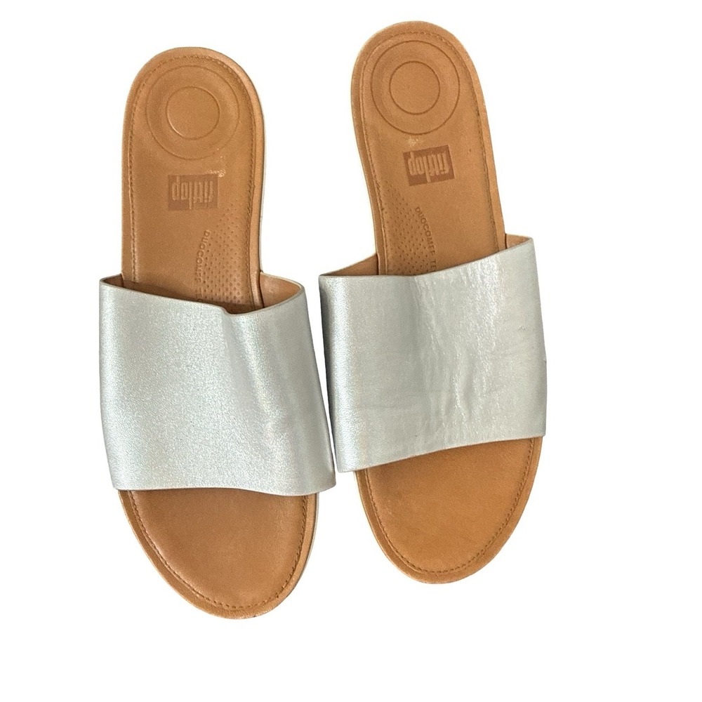 Fitflop size 10 sola slides sandals silver size 10 shoes